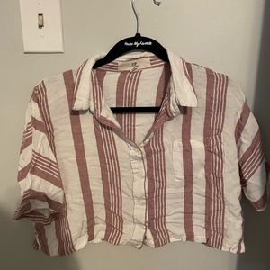 Thread + Supply linen blend cropped button down shirt. EUC. SIZE L